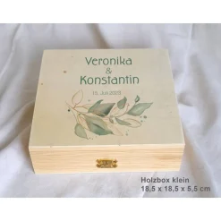 Erinnerungsbox aus Holz Hochzeit Salbei II
