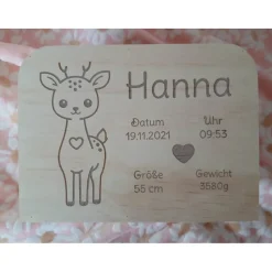 Erinnerungsbox Baby mit Gravur – Personalisierte Holzkiste zur Geburt & Taufe – Babybox Junge & Mädchen 23x16x9 cm