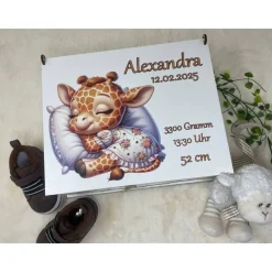 Erinnerungsbox für Baby, Erinnerungskiste, personalisierte Erinnerungskiste, Baby Geschenk personalisiert giraffe k