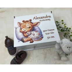 Erinnerungsbox für Baby, Erinnerungskiste, personalisierte Erinnerungskiste, Baby Geschenk personalisiert giraffe k