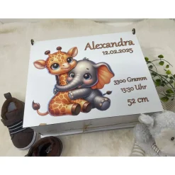 Erinnerungsbox für Baby, Erinnerungskiste, personalisierte Erinnerungskiste, Baby Geschenk personalisiert Giraffe