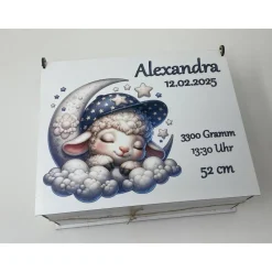 Erinnerungsbox für Baby, Erinnerungskiste, personalisierte Erinnerungskiste, Baby Geschenk personalisiert Schaaf