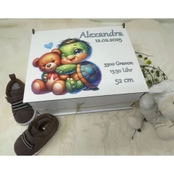 Erinnerungsbox für Baby, Erinnerungskiste, personalisierte Erinnerungskiste, Baby Geschenk personalisiert Schildkröte