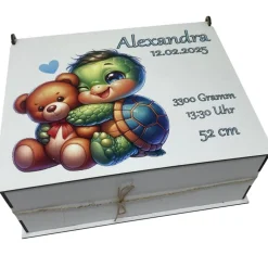 Erinnerungsbox für Baby, Erinnerungskiste, personalisierte Erinnerungskiste, Baby Geschenk personalisiert Schildkröte