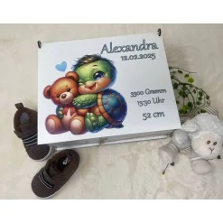 Erinnerungsbox für Baby, Erinnerungskiste, personalisierte Erinnerungskiste, Baby Geschenk personalisiert Schildkröte