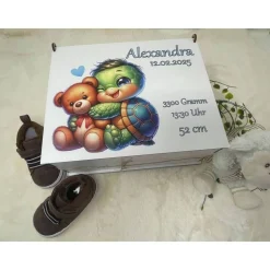 Erinnerungsbox für Baby, Erinnerungskiste, personalisierte Erinnerungskiste, Baby Geschenk personalisiert Schildkröte