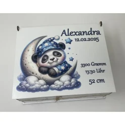 Erinnerungsbox für Baby, Erinnerungskiste, personalisierte Erinnerungskiste, Baby Geschenk personalisiert Panda