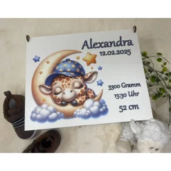Erinnerungsbox für Baby, Erinnerungskiste, personalisierte Erinnerungskiste, Baby Geschenk Giraffe auf Mond