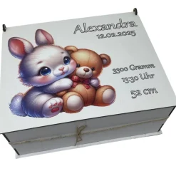 Erinnerungsbox für Baby, Erinnerungskiste, personalisierte Erinnerungskiste, Baby Geschenk personalisiert Hase