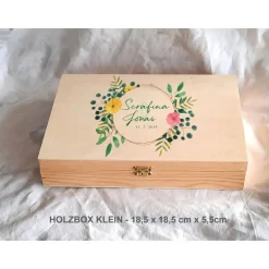 Erinnerungsbox Greenery Hochzeit Familie Freunde exotisch aus Holz