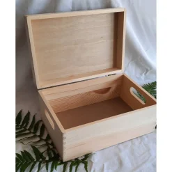Erinnerungsbox Taufe Baby Kreuz Greenery fein aus Holz