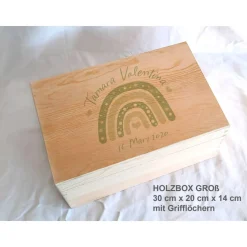 Erinnerungsbox Taufe Baby Regenbogen modern aus Holz