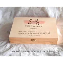 Erinnerungsbox Taufe Baby Calligraphie Minimalismus dezent aus Holz