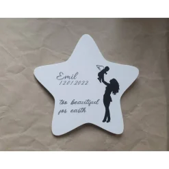 Erinnerungsstück mit Namen, 17 cm, aus Hartplastik in Weiß oder Grau | wetterfest