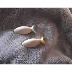 5er-Set Fische aus Beton als Tischdekoration für Kommunion