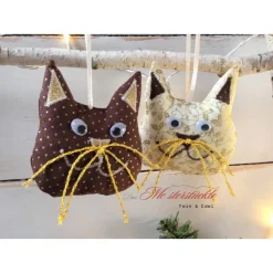 4er-Set Katzen Weihnachtsdeko braun gold beige