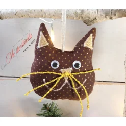 4er-Set Katzen Weihnachtsdeko braun gold beige