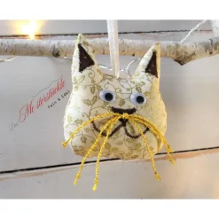 4er-Set Katzen Weihnachtsdeko braun gold beige