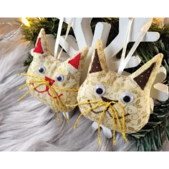 4er-Set Katzen Weihnachtsdeko weiß gold braun rot