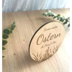 erstes Ostern als Oma und Opa Holzkarte aus langlebigem Lindenholz, als Andenken an das erste Ostern deines Babys