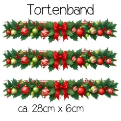 Essbare Tortendekoration aus Fondantpapier oder Esspapier Weihnachtliches Tortenband. 3 Teile Tortenaufleger