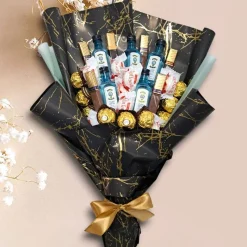 Essbarer Blumenstrauß - Gin - Ferrero Rocher - Merci - Raffaello