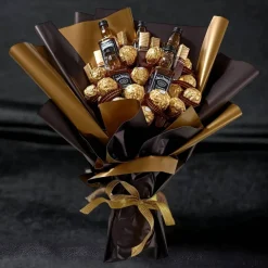 Essbarer  Blumenstrauß - Jack Daniels Handgemachtes personalisiertes Geschenk für Männer, Frauen. Strauss aus Pralinen,