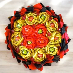 Essbarer Blumenstrauß - Lindt LINDOR Kugeln + Ewige Rosen