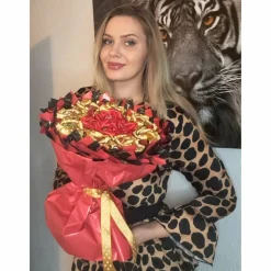 Essbarer Blumenstrauß - Lindt LINDOR Kugeln + Ewige Rosen