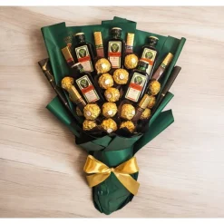 Essbarer  Blumenstrauß -Jägermeister, Handgemachtes personalisiertes Geschenk für Männer, Frauen. Strauss aus Pralinen,