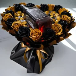 Essbarer Pralinen-Strauß in Herzform mit Lindor & Jack Daniel’s – handgemachte Geschenkidee