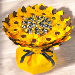 Essbarer Sonnenblumenstrauß mit Lindt Lindor – Handgefertigtes Geschenk mit Schokolade
