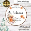Essbarer Tortenaufleger Happy Birthday in Orange mit Noten und Namen Tortenbild Esspapier