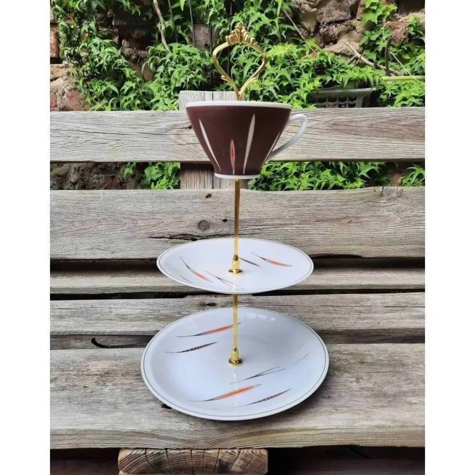 Etagere 3 teilig Vintage Freiberger Porzellan Tischdeko Servierteller