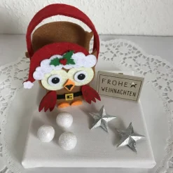 Eule Geldgeschenk Weihnachten Weihnachtsdeko Sterne Geld Gutschein Weihnachtsgeschenk Filz-Tasche Holz