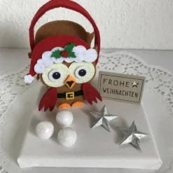 Eule Geldgeschenk Weihnachten Weihnachtsdeko Sterne Geld Gutschein Weihnachtsgeschenk Filz-Tasche Holz