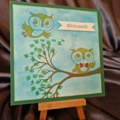 Eulen - Glückwunsch - Geburtstagskarte - Ast
