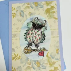 Eulen Mini Karten romantisch upcycling Mini Umschlag süße Klappkarte Wohndeko Geschenkanhänger