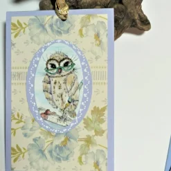 Eulen Mini Karten romantisch upcycling Mini Umschlag süße Klappkarte Wohndeko Geschenkanhänger