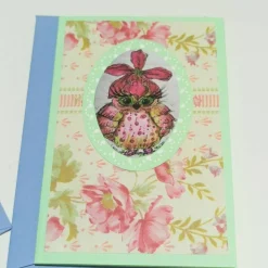 Eulen Mini Karten romantisch Blüten im Umschlag süße Klappkarte Wohndeko vintage pastell