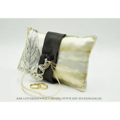 Exklusives Ringkissen Hochzeit Unikat – Handgemachtes Ringträgerkissen 12x21 cm aus Vintage-Polyester