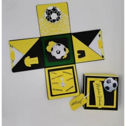 Explosionsbox Fußball Schwarz Gelb – Geldgeschenk & Gutschein Verpackung personalisiert