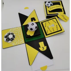 Explosionsbox Fußball Schwarz Gelb – Geldgeschenk & Gutschein Verpackung personalisiert