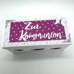 Explosionsbox Kommunion/Taufe – Geldgeschenk, Bibel, Mädchen – Handgemachtes Unikat in Rose/Weiß