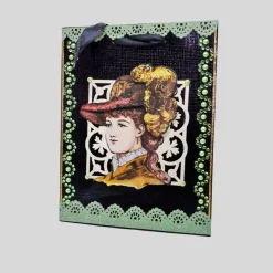 Extravagante Geschenktasche mit 3D-Motiv im Gründerzeitstil