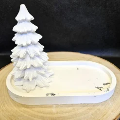 Fabelhaftes Tablett mit Tannenbaum und glänzendem Silbereffekt - Weihnachtsdekoration für jeden Anlass