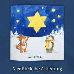 Faltstern-Adventskalender für Kinder von 6 bis 100+ Jahren, eine Faltanleitung, 24 Motive, jeden Tag ein Stern (je 7cm)