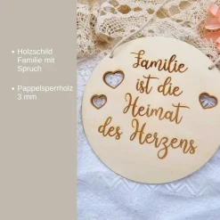 Familienschild mit Namen | Holzschild Familie | Geschenk Einzug | Haustür Deko | Willkommensschild