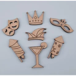 Fasching Karneval Halloween Streudeko 34-Teile Holz zum Basteln Verzieren Gestalten und Dekorieren DIY