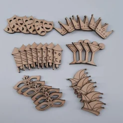 Fasching Karneval Halloween Streudeko 34-Teile Holz zum Basteln Verzieren Gestalten und Dekorieren DIY